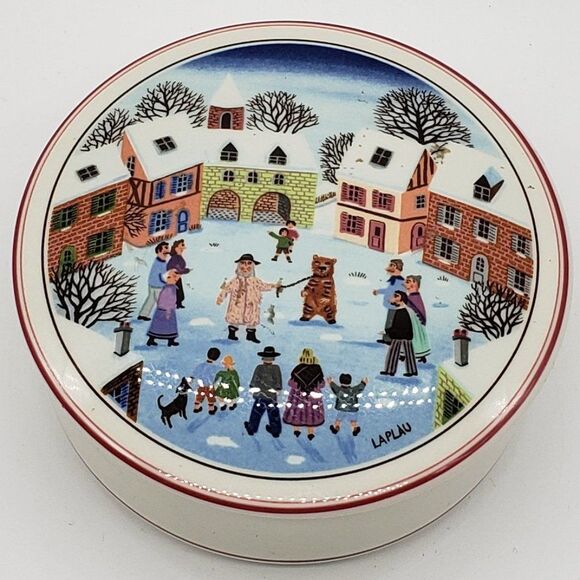 Villeroy & Boch Porcelain Naif Christmas Large Cover Candy Box Signed G. Laplau - Picture 1 of 10